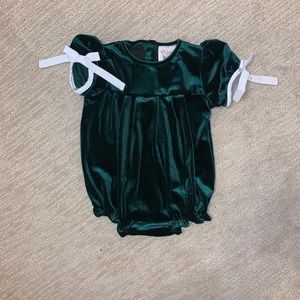 Baby girls green velvet bubble